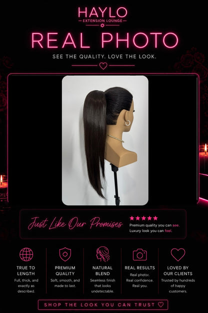 Deep brown 20-inch Drawstring ponytail (straight)
