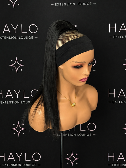 Black 20-inch Drawstring ponytail (straight)