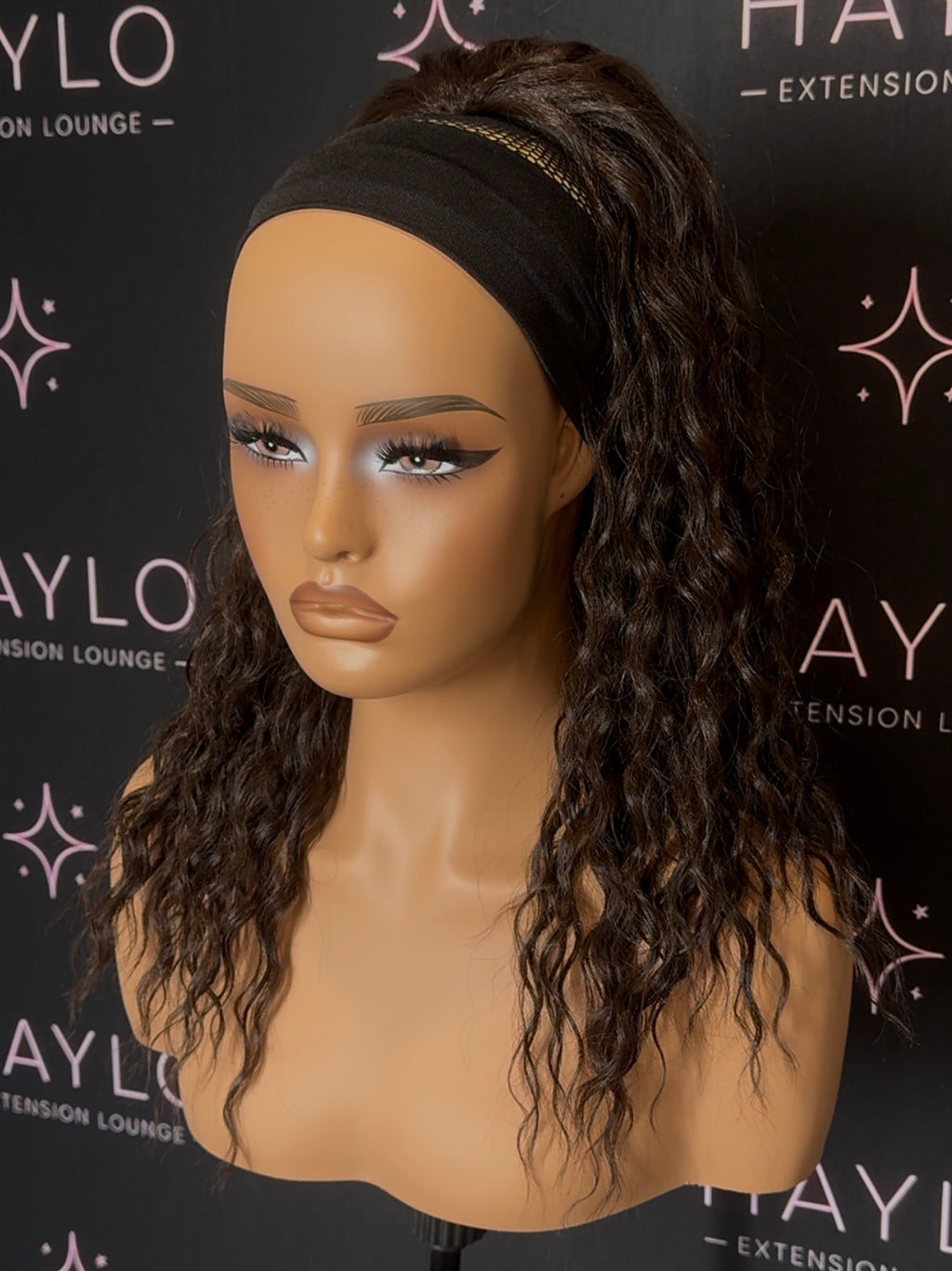 Deep Brown 20-inch Drawstring ponytail (Curly)