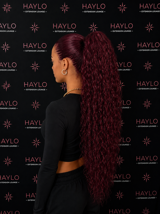 Cherry Red Curly Drawstring Ponytail 28 inch  (Curly)